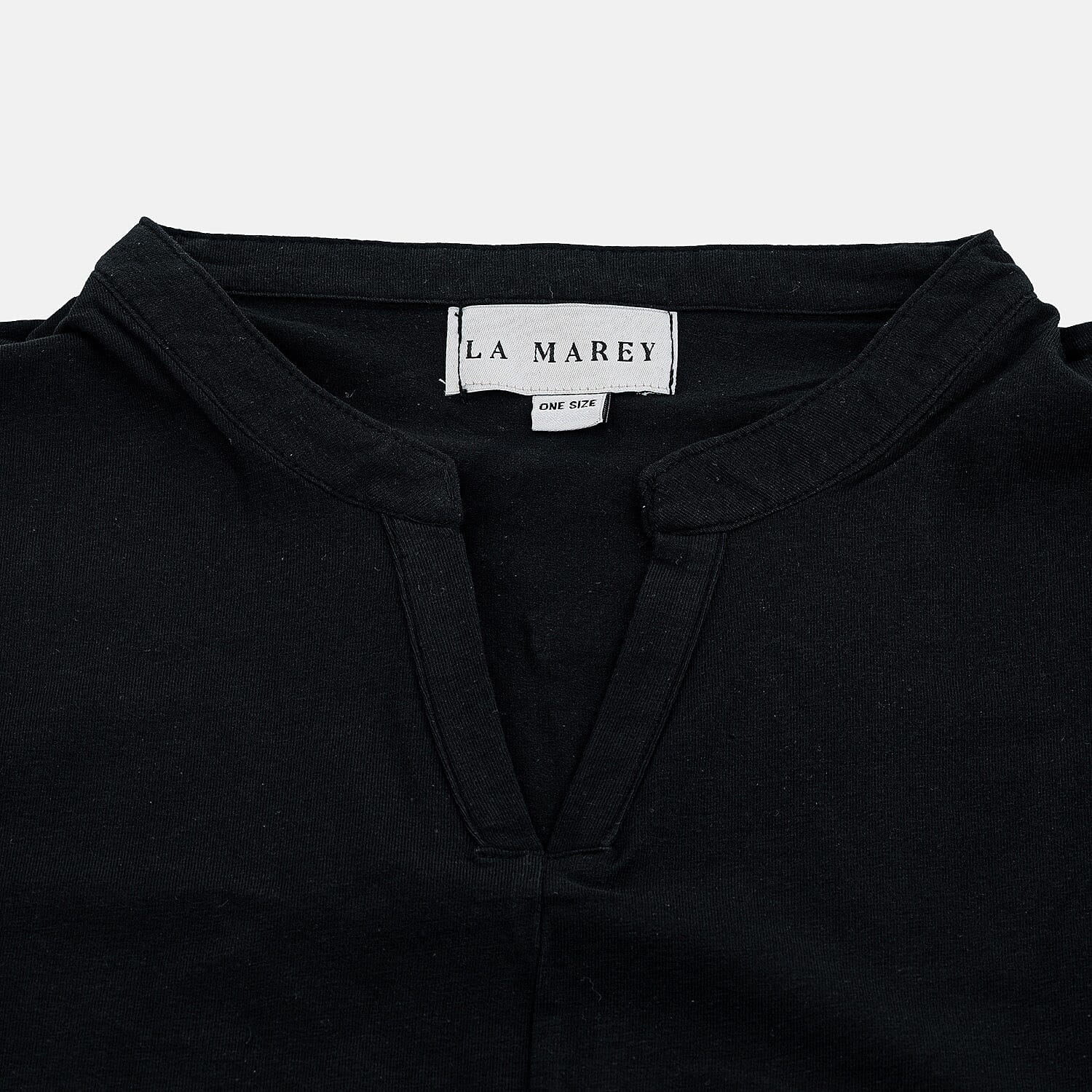 La Marey Black Split Neck Top - One Size Missy