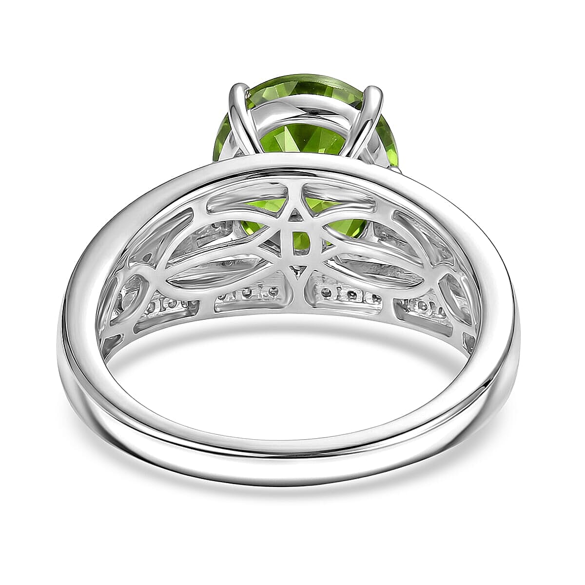 D'Joy Chrome Diopside and Moissanite 4.35 ctw Evergreen Glow Ring in Rhodium Over Sterling Silver (Size 10.0) image number 4