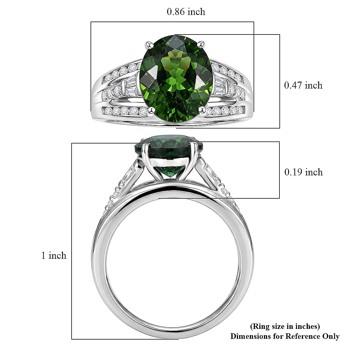 D'Joy Chrome Diopside and Moissanite 4.35 ctw Evergreen Glow Ring in Rhodium Over Sterling Silver (Size 10.0) image number 5