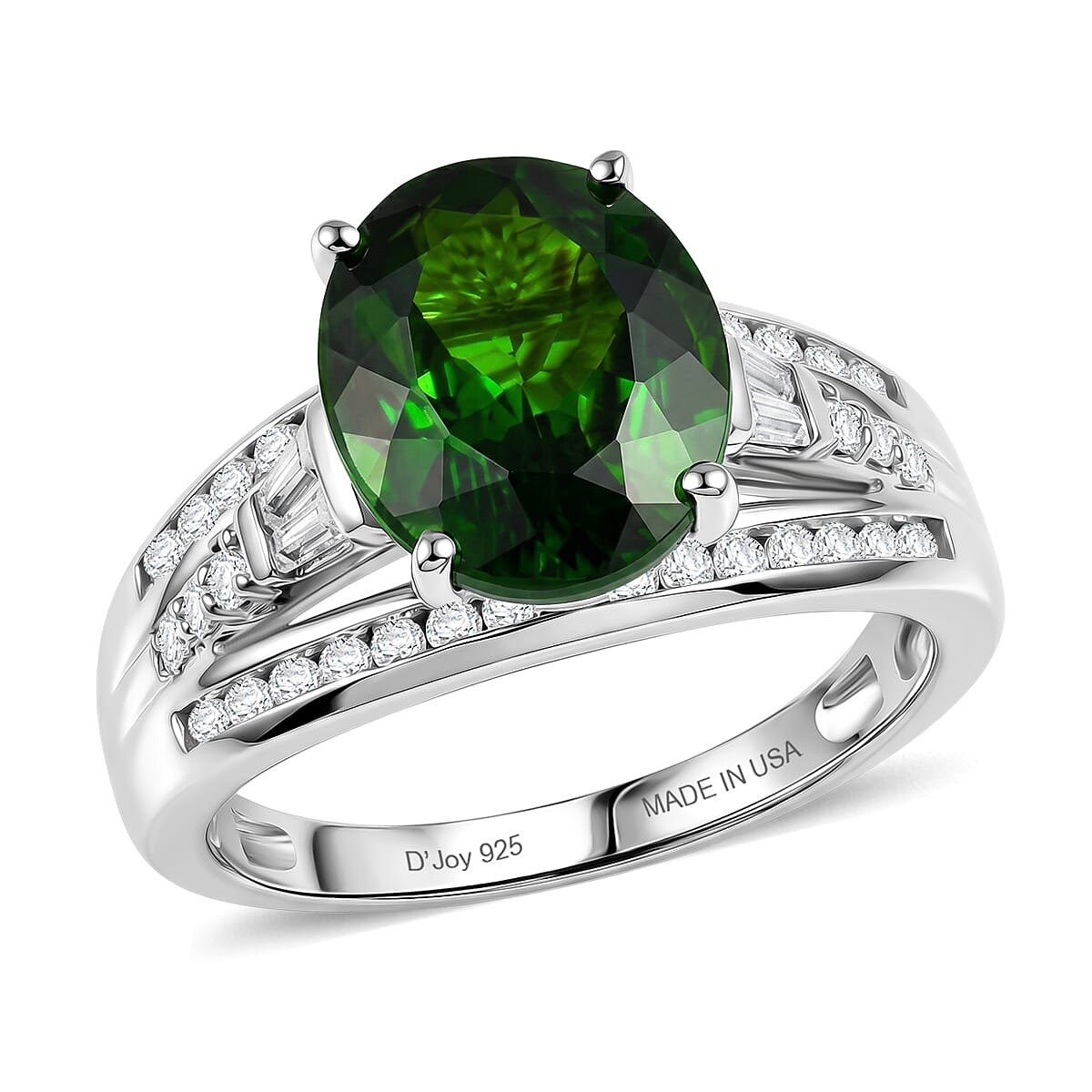 D'Joy Chrome Diopside and Moissanite 4.35 ctw Evergreen Glow Ring in Rhodium Over Sterling Silver (Size 6.0)