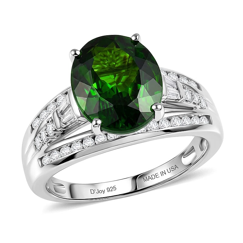 D'Joy Chrome Diopside and Moissanite 4.35 ctw Evergreen Glow Ring in Rhodium Over Sterling Silver (Size 6.0)