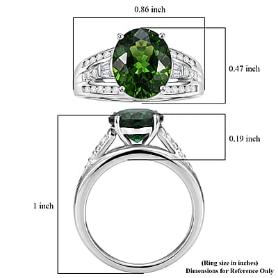 D'Joy Chrome Diopside and Moissanite 4.35 ctw Evergreen Glow Ring in Rhodium Over Sterling Silver (Size 6.0)