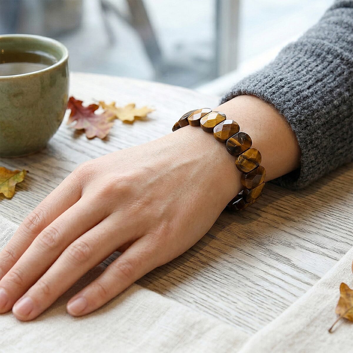 Yellow Tigers Eye 175.00 ctw Stretch Bracelet image number 2