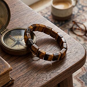 Yellow Tigers Eye 160.00 ctw Stretch Bracelet