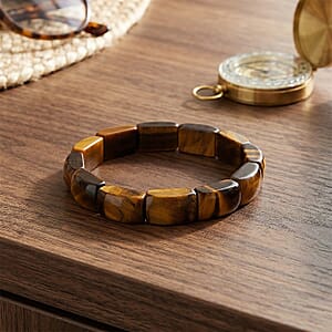 Yellow Tigers Eye 150.00 ctw Stretch Bracelet