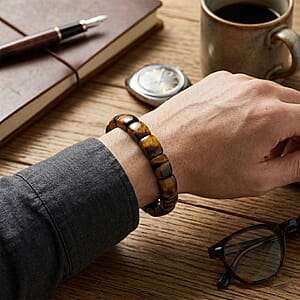 Yellow Tigers Eye 150.00 ctw Stretch Bracelet