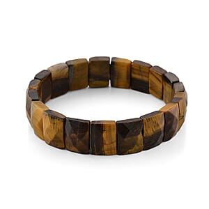 Yellow Tigers Eye 190.00 ctw Stretch Bracelet
