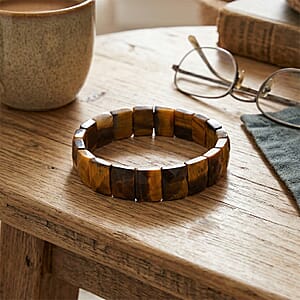 Yellow Tigers Eye 190.00 ctw Stretch Bracelet