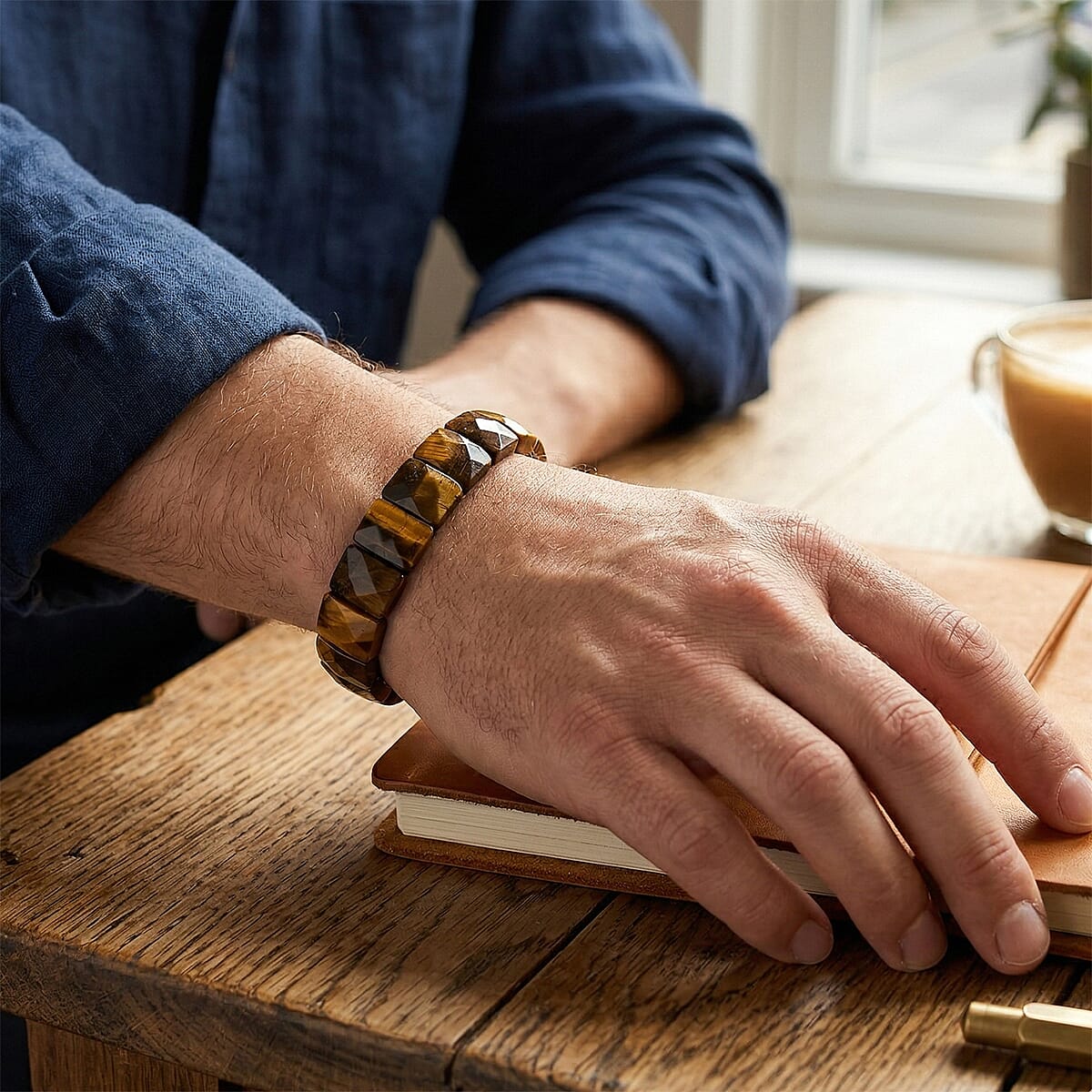 Yellow Tigers Eye 190.00 ctw Stretch Bracelet image number 2