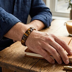 Yellow Tigers Eye 190.00 ctw Stretch Bracelet