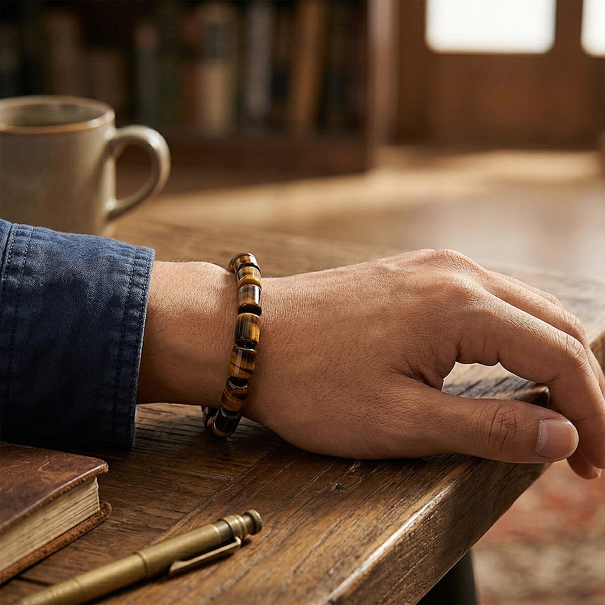 Yellow Tigers Eye 192.00 ctw Stretch Bracelet image number 2