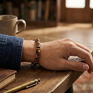 Yellow Tigers Eye 192.00 ctw Stretch Bracelet