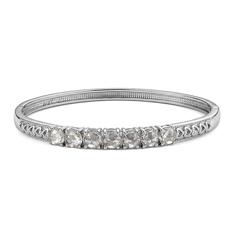 EverTrue Simulated Diamond Bangle Bracelet Stainless Steel (8.0 In)