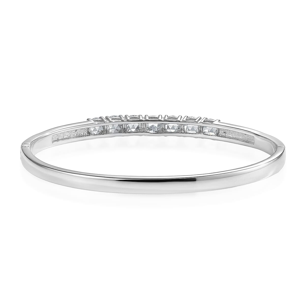 EverTrue Simulated Diamond Bangle Bracelet Stainless Steel (8.0 In) image number 4