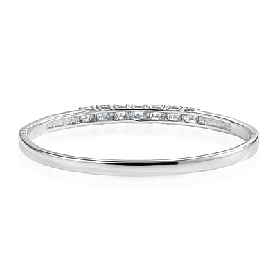 EverTrue Simulated Diamond Bangle Bracelet Stainless Steel (8.0 In)