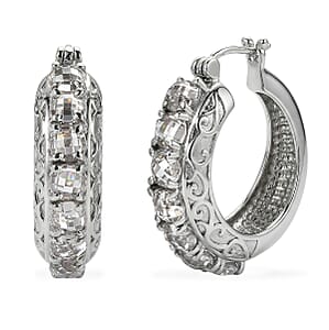 EverTrue Simulated Diamond Hoop Earrings in Stainless Steel