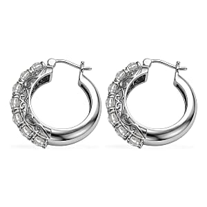 EverTrue Simulated Diamond Hoop Earrings in Stainless Steel
