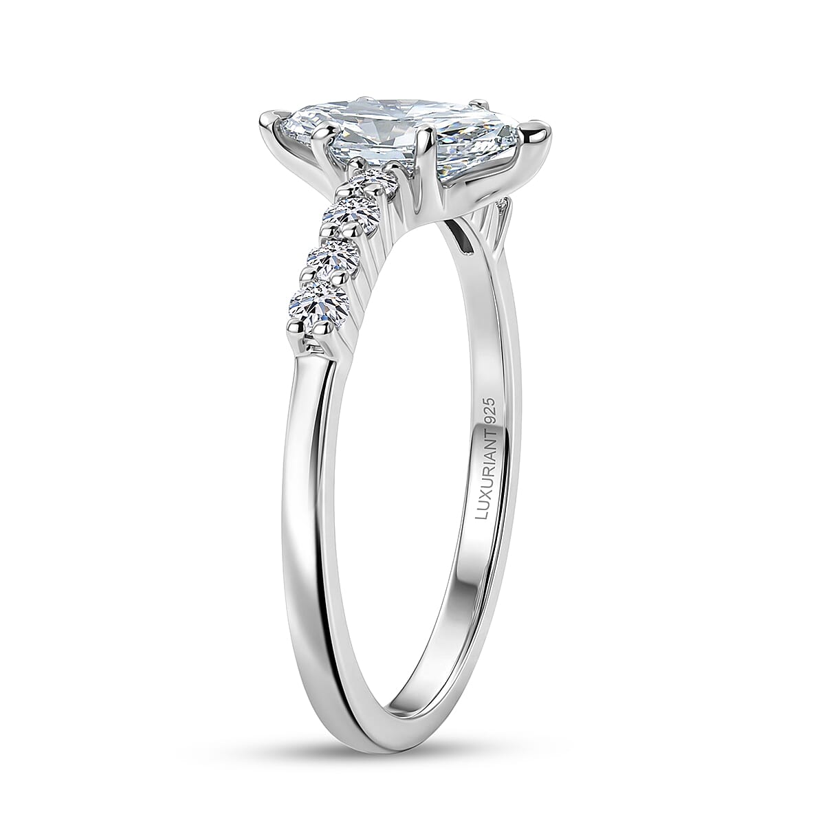 Luxuriant Lab Grown Diamond E-F VS 1.00 ctw Ring in Rhodium Over Sterling Silver (Size 7.0) image number 3