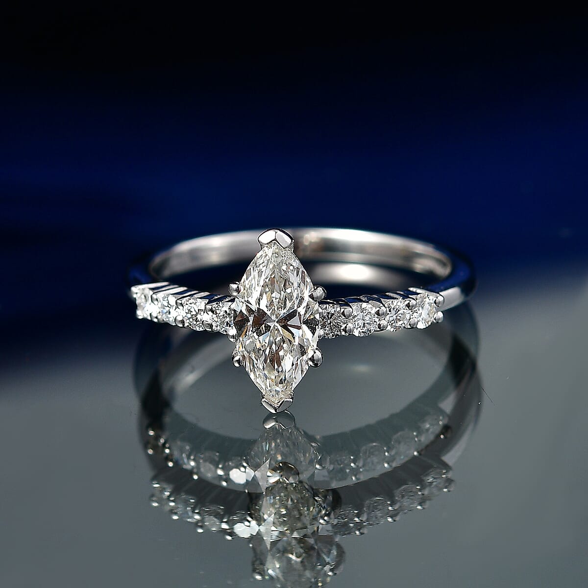 Luxuriant Lab Grown Diamond G-H SI 1.00 ctw Ring in Rhodium Over Sterling Silver (Size 7.0) image number 1