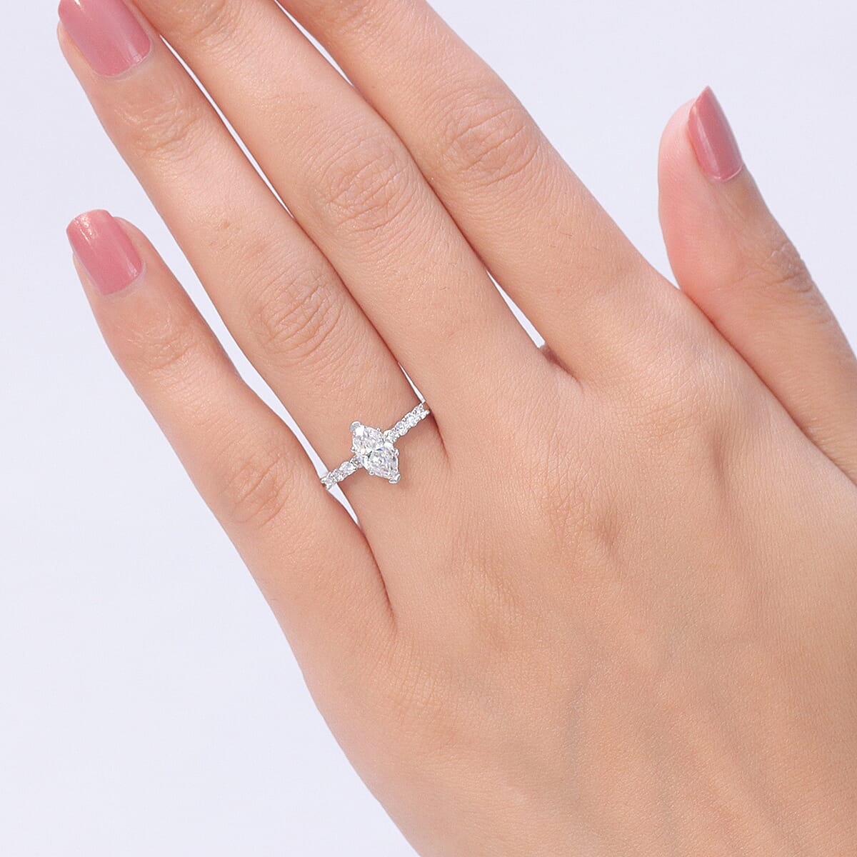 Luxuriant Lab Grown Diamond G-H SI 1.00 ctw Ring in Rhodium Over Sterling Silver (Size 7.0) image number 2