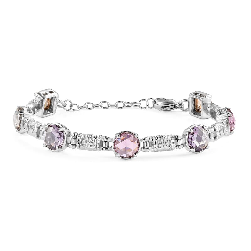 EverTrue Simulated Multi Diamond Bracelet in Stainless Steel (6.50 In)