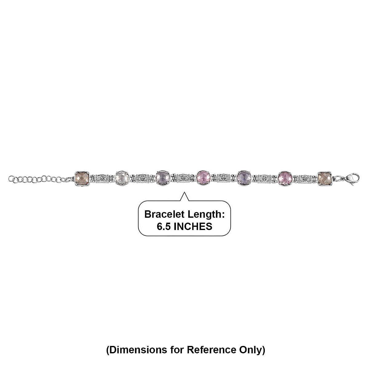 EverTrue Simulated Multi Diamond Bracelet in Stainless Steel (6.50 In) image number 4