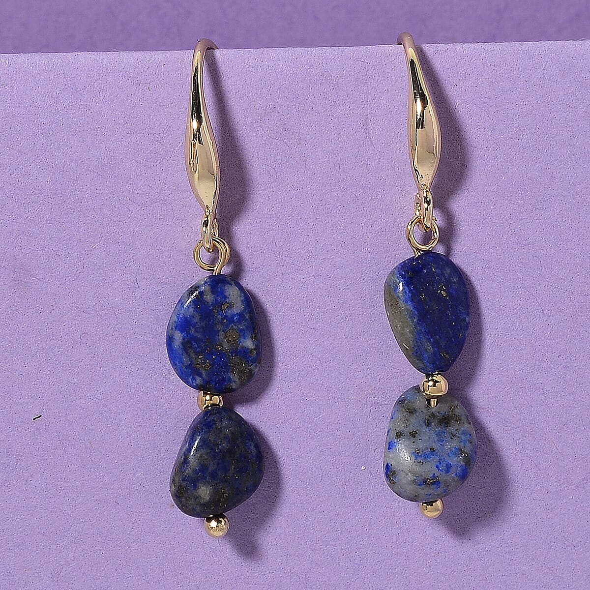 Lapis Lazuli 5.00 ctw Earrings in Silvertone image number 1