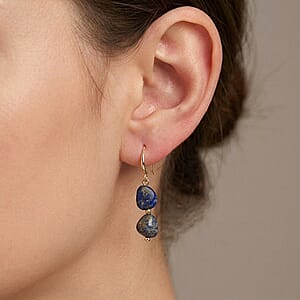 Lapis Lazuli 5.00 ctw Earrings in Silvertone