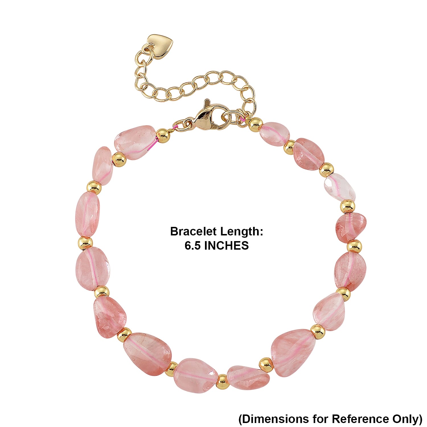 Cherry Quartz 25.00 ctw Beaded Bracelet in Silvertone (6.5-8In)