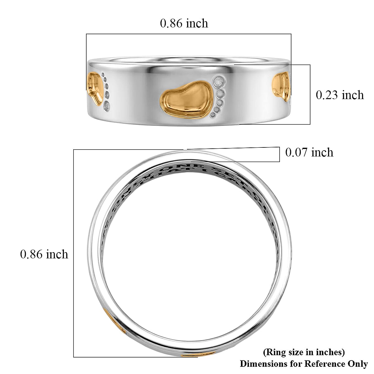 D'Joy Band Ring in 14K YG and Platinum Over Sterling Silver (Size 10.0) 3.95 Grams