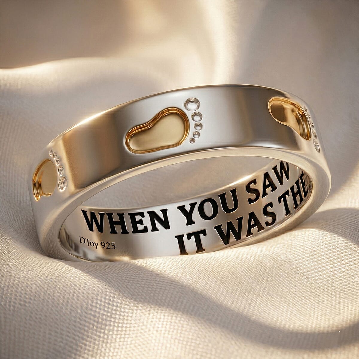 D'Joy Band Ring in 14K YG and Platinum Over Sterling Silver (Size 7.0) image number 1