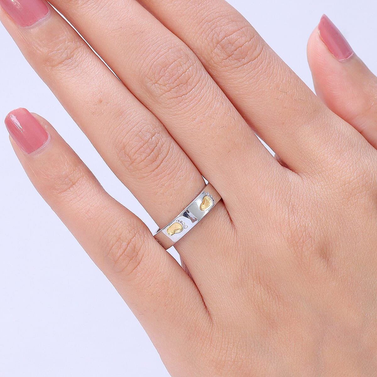 D'Joy Band Ring in 14K YG and Platinum Over Sterling Silver (Size 7.0) image number 2