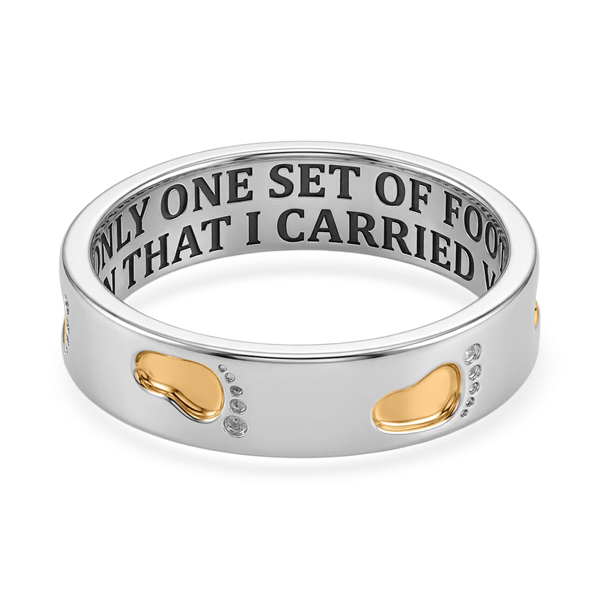 D'Joy Band Ring in 14K YG and Platinum Over Sterling Silver (Size 7.0) image number 4