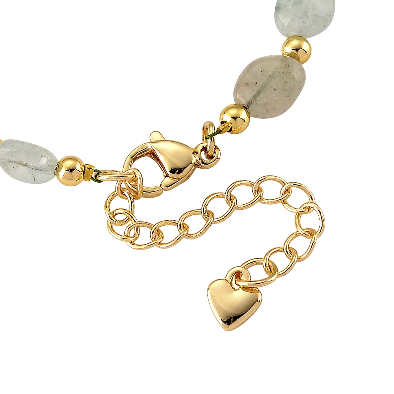 Green Aventurine 25.00 ctw Beaded Bracelet in Goldtone (6.5-8In)