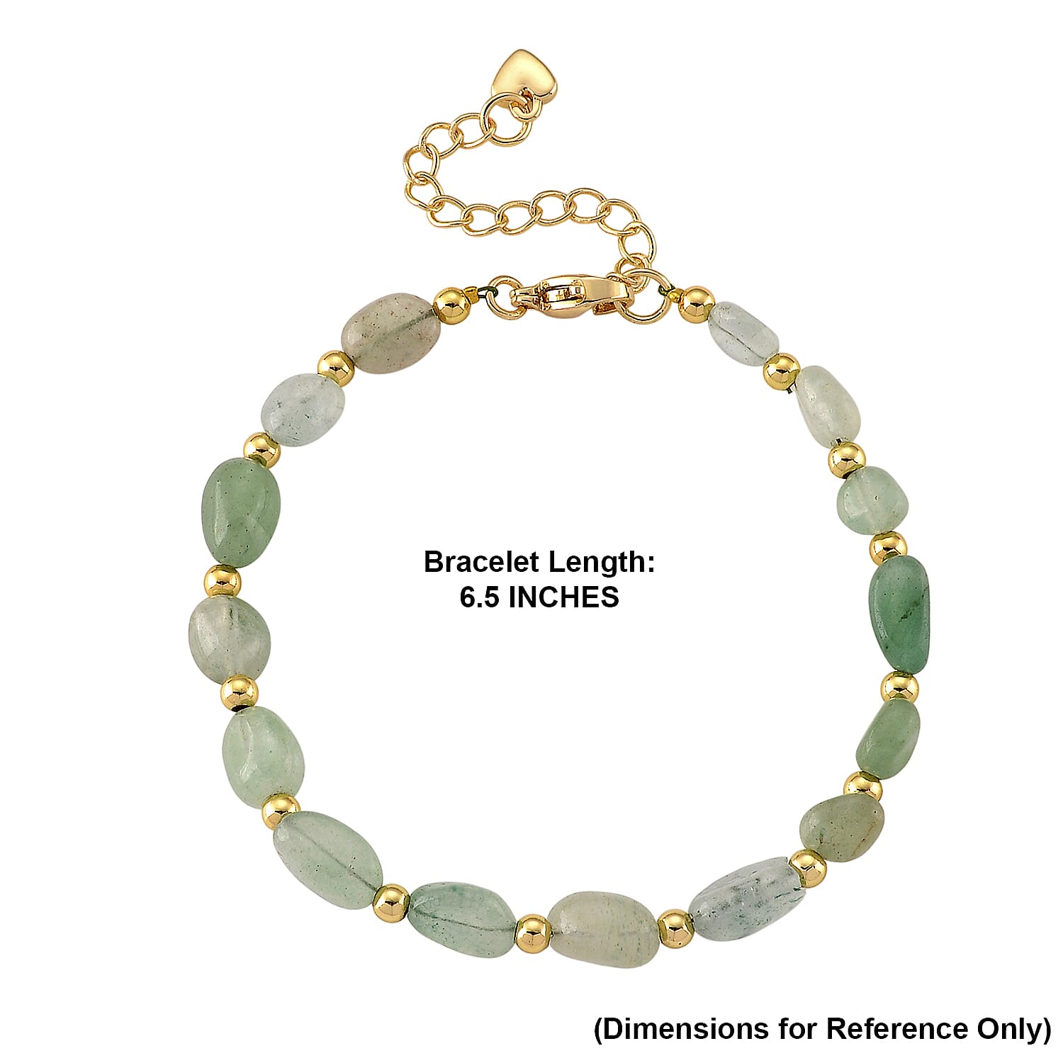 Green Aventurine 25.00 ctw Beaded Bracelet in Goldtone (6.5-8In)