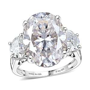 D'Joy Moissanite 15.60 ctw Signature Ring in Rhodium Over Sterling Silver (Size 10.0)