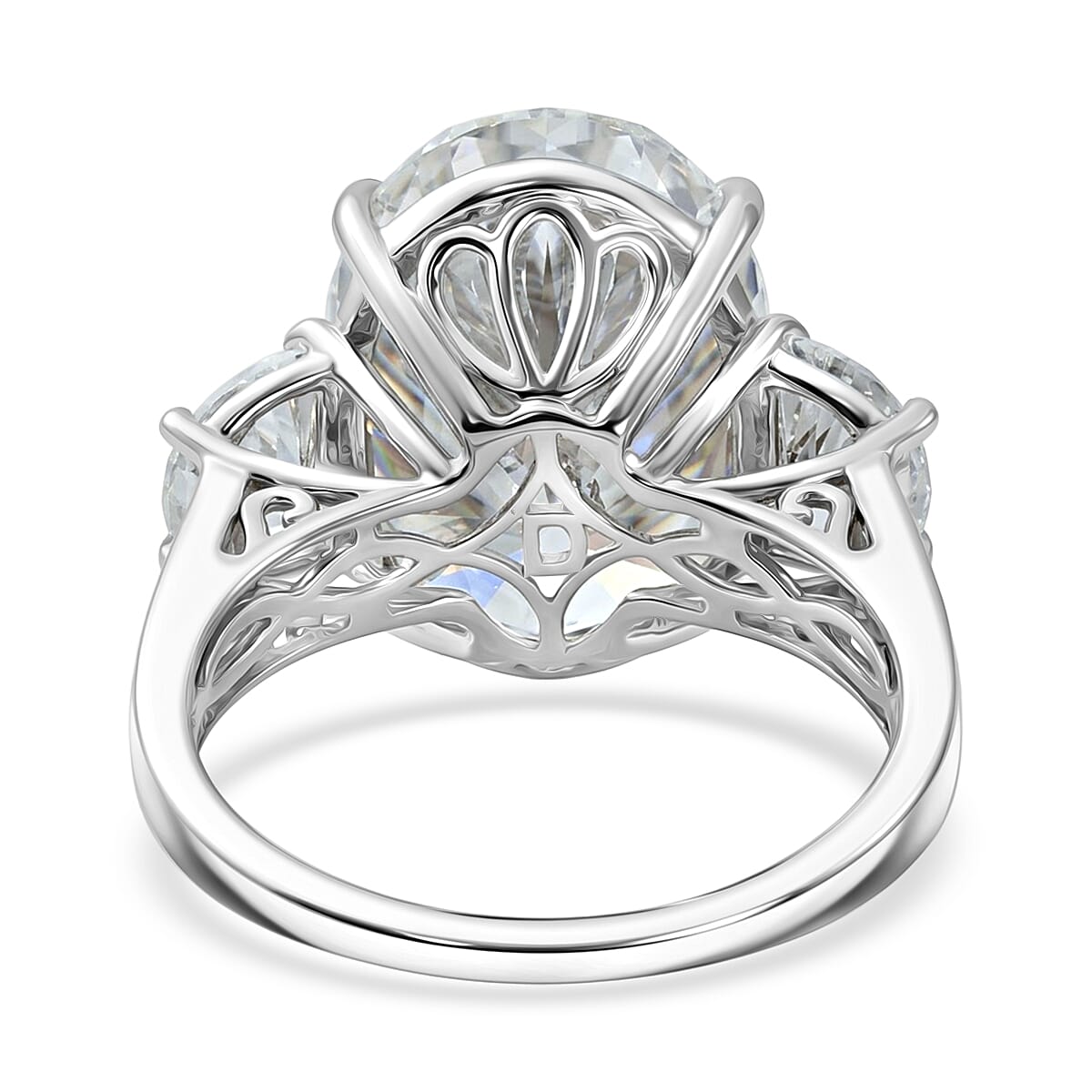 D'Joy Moissanite 15.60 ctw Signature Ring in Rhodium Over Sterling Silver (Size 10.0)