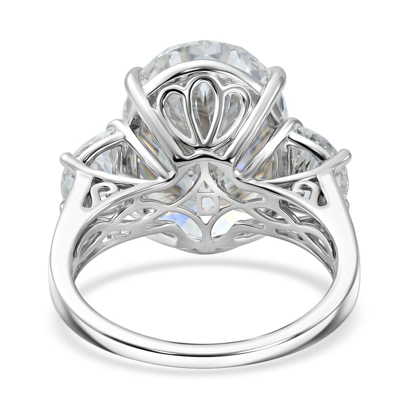 D'Joy Moissanite 15.60 ctw Signature Ring in Rhodium Over Sterling Silver (Size 10.0)