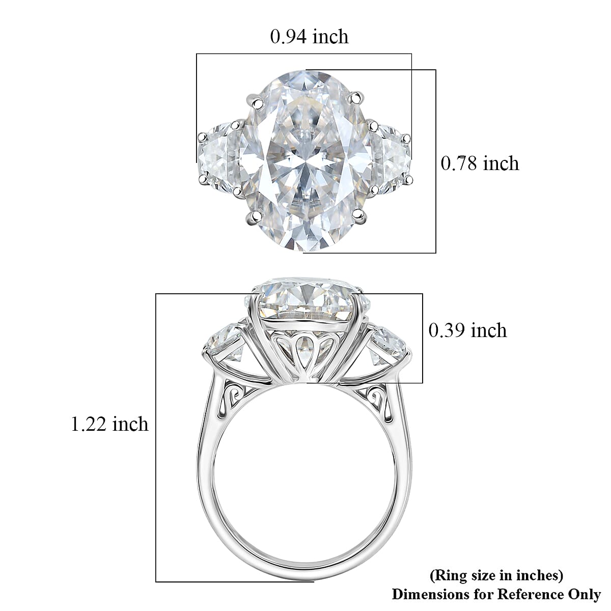 D'Joy Moissanite 15.60 ctw Signature Ring in Rhodium Over Sterling Silver (Size 10.0)