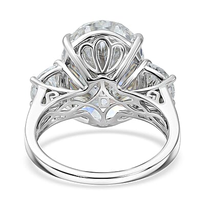 D'Joy Moissanite 15.60 ctw Signature Ring in Rhodium Over Sterling Silver (Size 6.0)