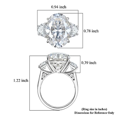D'Joy Moissanite 15.60 ctw Signature Ring in Rhodium Over Sterling Silver (Size 6.0)