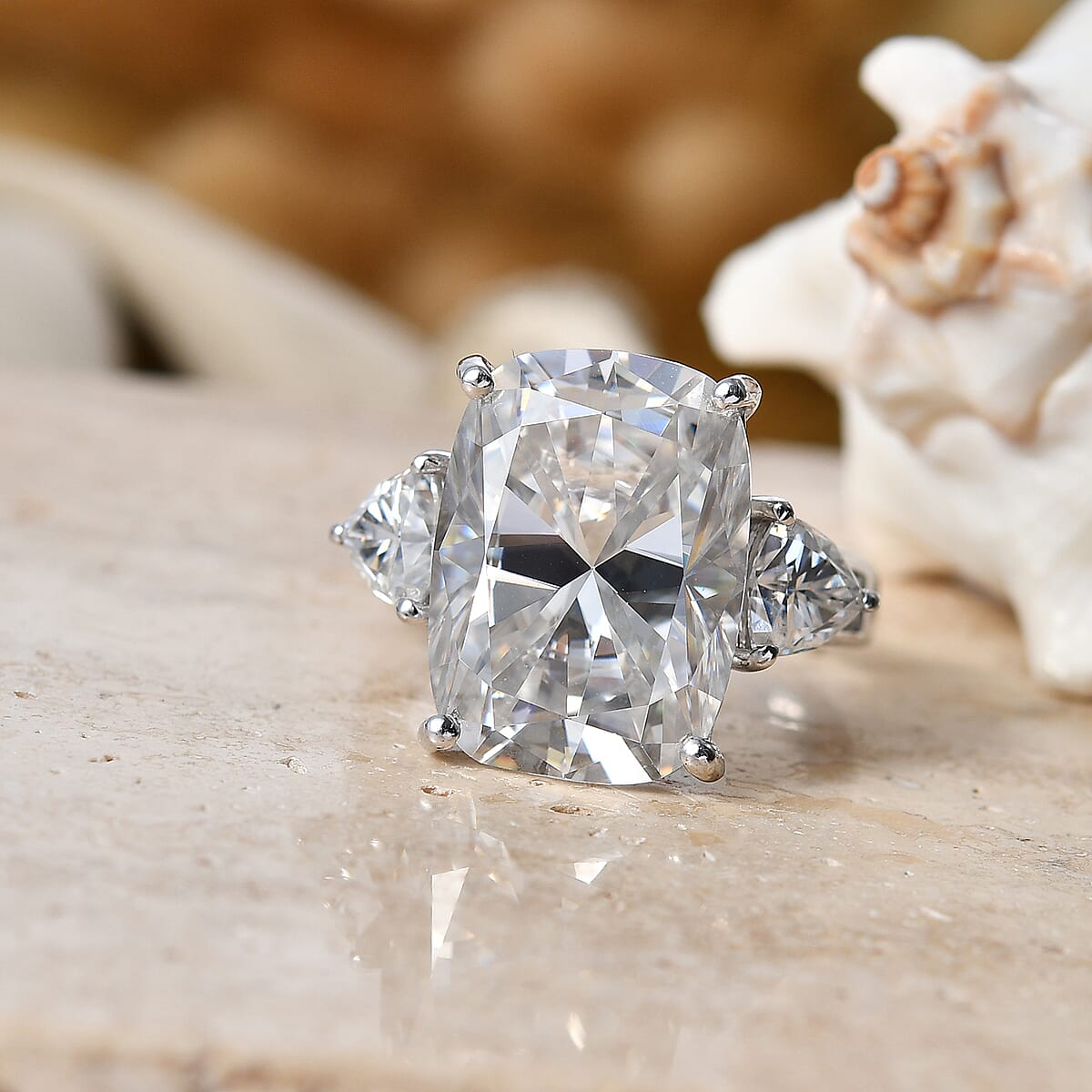 D'Joy Moissanite 15.75 ctw Signature Ring in Rhodium Over Sterling Silver (Size 10.0) image number 1