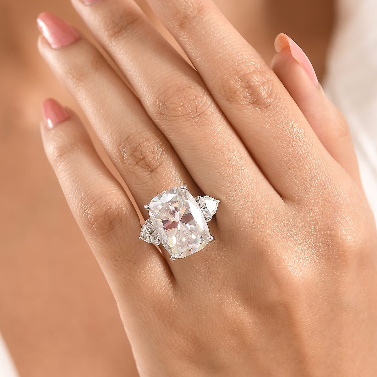 D'Joy Moissanite 15.75 ctw Signature Ring in Rhodium Over Sterling Silver (Size 10.0) image number 2