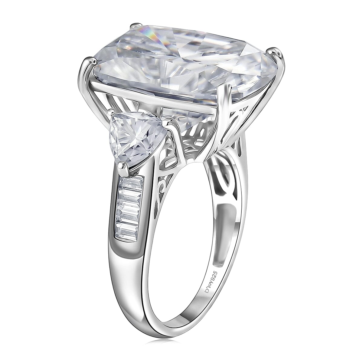 D'Joy Moissanite 15.75 ctw Signature Ring in Rhodium Over Sterling Silver (Size 10.0) image number 3