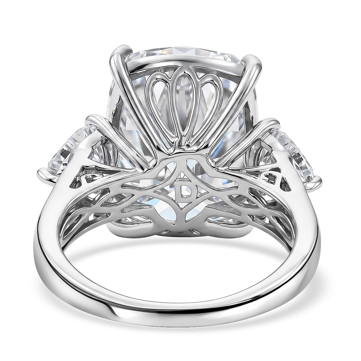 D'Joy Moissanite 15.75 ctw Signature Ring in Rhodium Over Sterling Silver (Size 10.0) image number 4