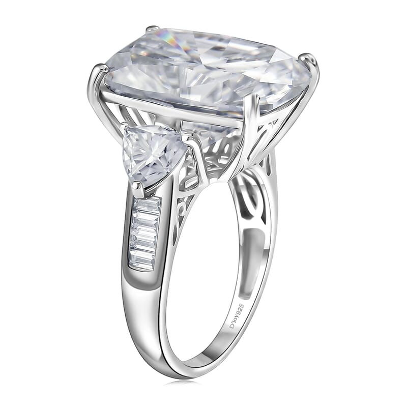 D'Joy Moissanite 15.75 ctw Signature Ring in Rhodium Over Sterling Silver (Size 6.0)