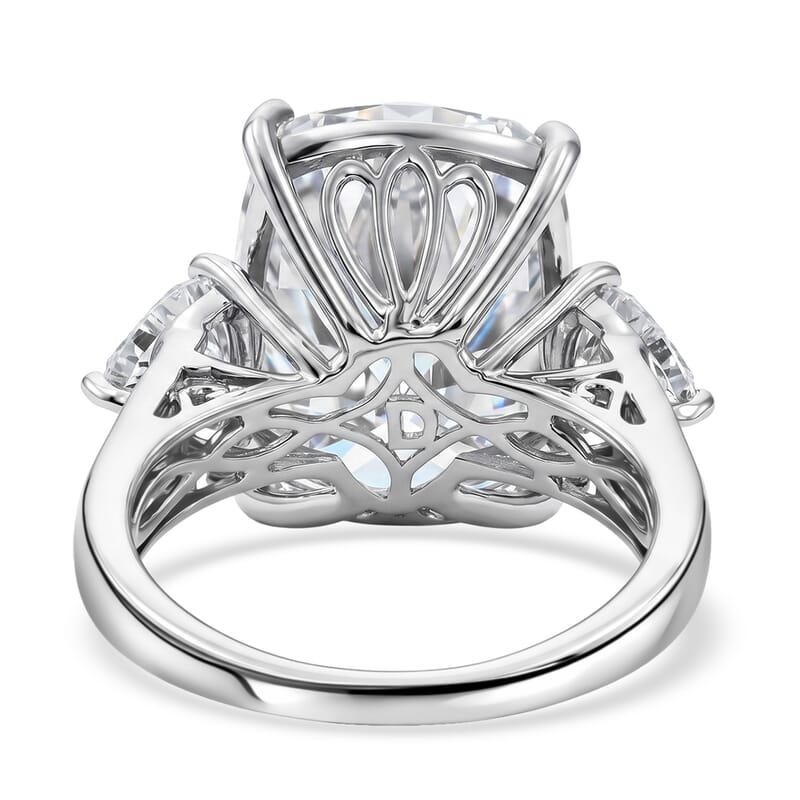 D'Joy Moissanite 15.75 ctw Signature Ring in Rhodium Over Sterling Silver (Size 6.0)