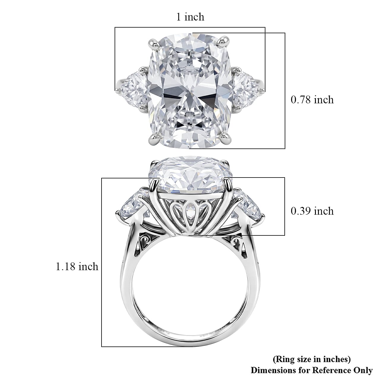D'Joy Moissanite 15.75 ctw Signature Ring in Rhodium Over Sterling Silver (Size 6.0)