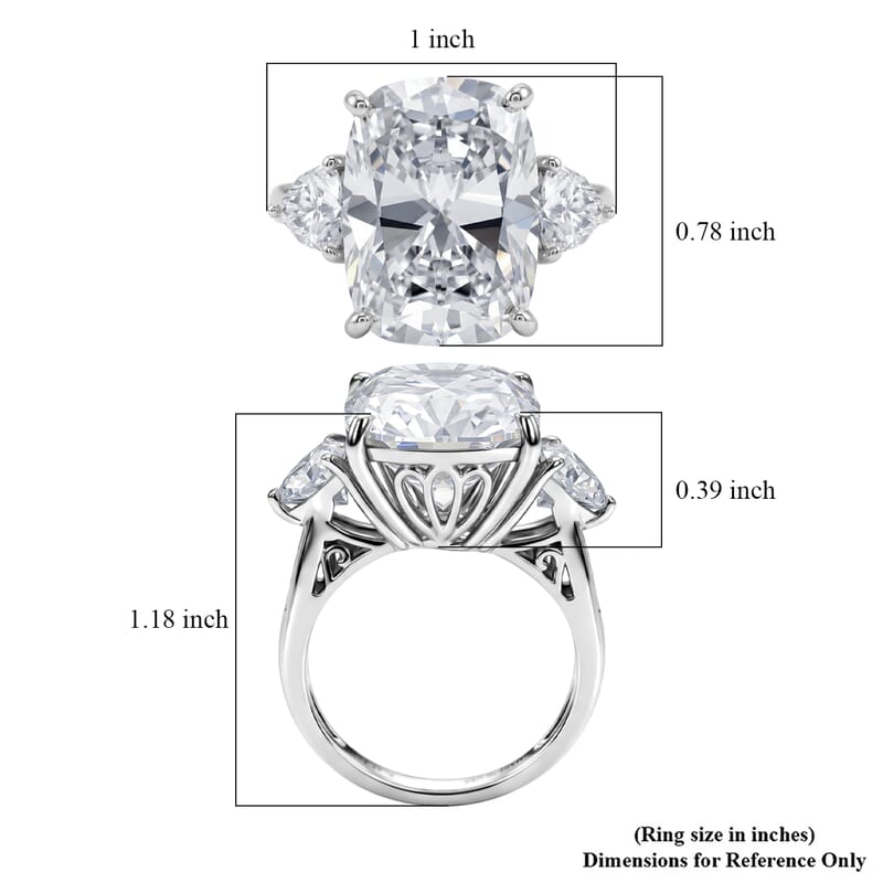 D'Joy Moissanite 15.75 ctw Signature Ring in Rhodium Over Sterling Silver (Size 6.0)