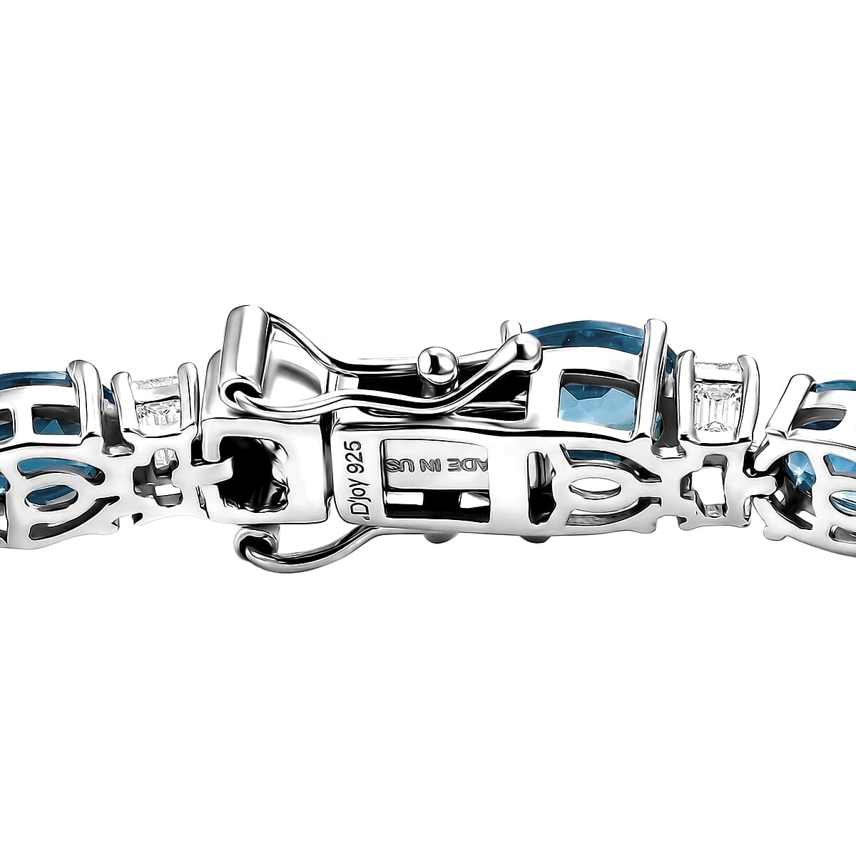 D'Joy London Blue Topaz and Moissanite 20.75 ctw Midnight Blue Tennis Bracelet in Rhodium Over Sterling Silver (7.25 In) image number 3